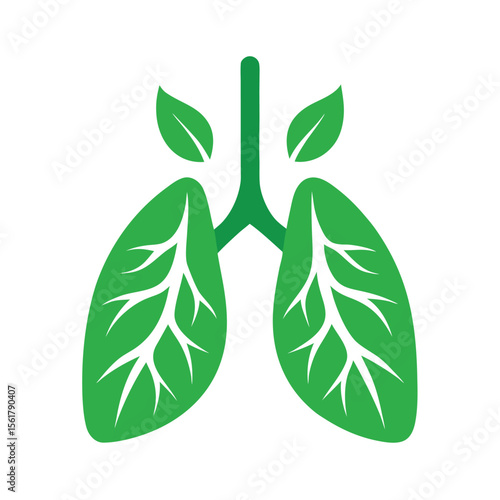 Healthy lungs with green leaves symbolizing respiratory health and nature