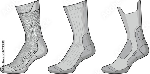 CAD, drawing, flat, vector, illustration, sock, design, technical, blueprint, apparel, seamless, compression, footwear, textile, mesh, ribbed, fashion, sport, template, diagram