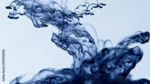 Abstract Ink Swirl Blue Dye in Water, Fluid Art Photography
