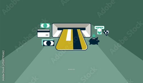 Banking concept poster, ban...
