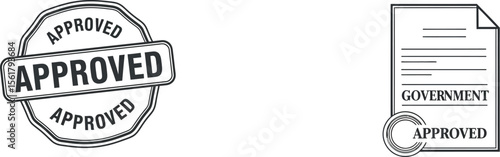 Approved stamps and seals vector illustration for government embassy and business documents approval process