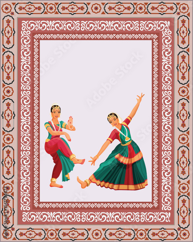 Traditional Mughal flower motif. Mughal wall paintings, botanical floral ethnic motif, Traditional Mughal flower motif