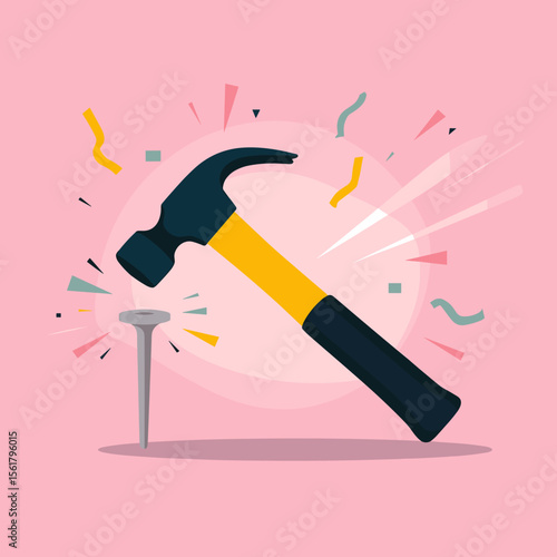 Hammer hitting nail, construction, repair, success, building, tool, equipment, object, repair