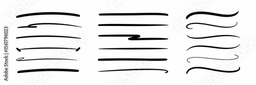 Underline set, graphic design element, text highlight, accent mark, scribble