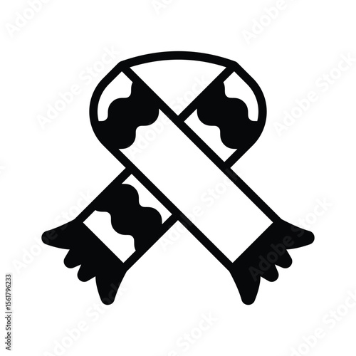 A customizable icon of winter scarf in glyph style