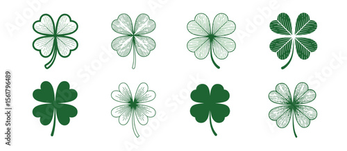 Clover leaf designs vector, lucky charm, four leaf, st patricks day, plant