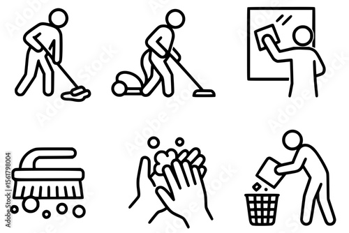 Vector Illustration of Household Cleaning Icon Set