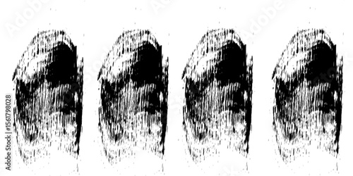 Finger prints. Human realistic black ink fingerprints. Grunge hand mark texture. Identification individual imprint thumb lines vector set. Unique mark with curves and swirls. Personal imprint