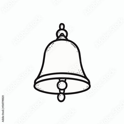 Vintage hand-drawn bell illustration on white background  on vector style  