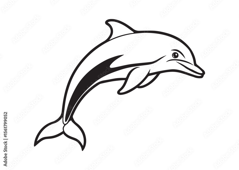 Fototapeta premium Dolphin Silhouette, Dolphin Vector, Dolphin Icon Illustration