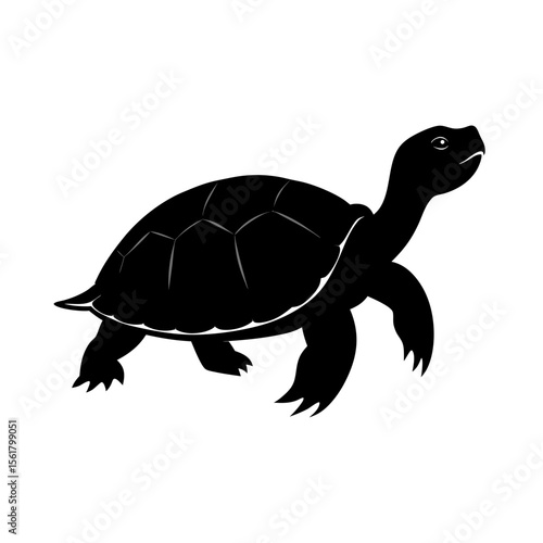 Watercolor turtle full black silhouette marine reptile concept vector illustration