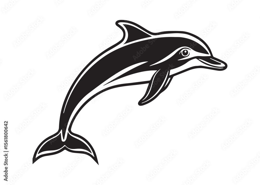 Fototapeta premium Dolphin Silhouette, Dolphin Vector, Dolphin Icon Illustration