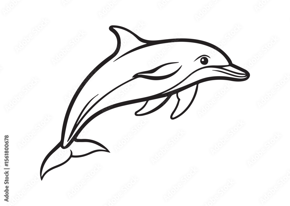 Fototapeta premium Dolphin Silhouette, Dolphin Vector, Dolphin Icon Illustration