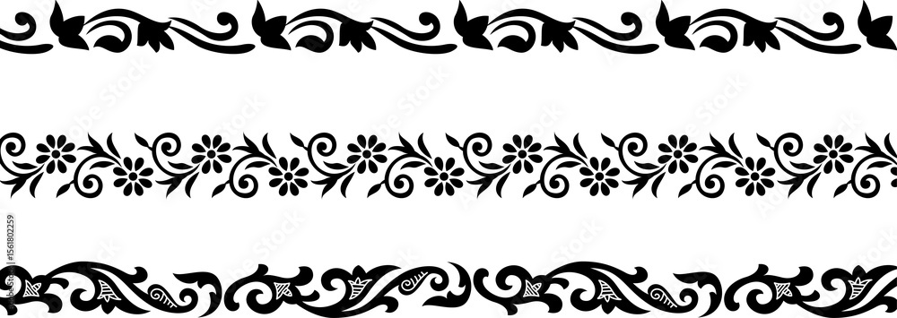 Fototapeta premium Hand drawn ornament borders art