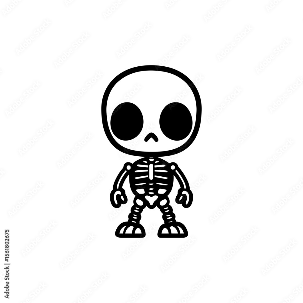 Fototapeta premium Chibi Skeleton Vector Silhouette