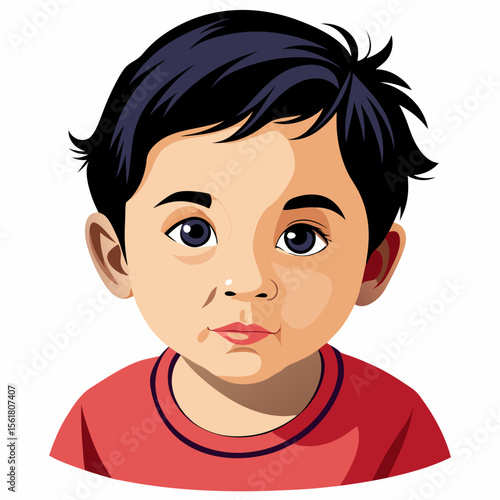 toddler boy, black hair boy, toddler portrait, child portrait, boy face, baby boy, young boy, cute kid, cartoon boy, white background, flat design, kids avatar, boy clipart, preschool boy, children gr