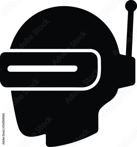 Silhouette Astronaut wearing VR headset antenna vector Illustrator