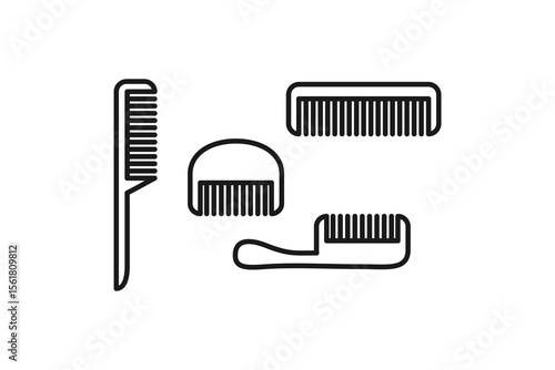 various types of combs icon line set