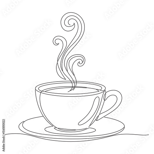 Steaming Coffee Cup With Swirling Vapor saucer hot beverage