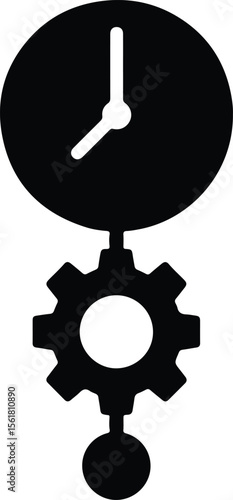 Silhouette clockwork mechanism watch cog gear time vector Illustrator