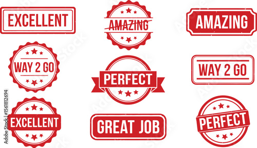 Red excellent amazing perfect great job way to go stamp vector graphic design element for promotion use