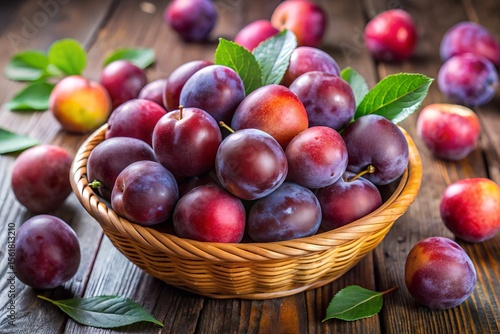 fresh plums in a basket
