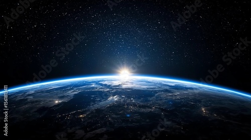 blue sunrise, view of earth from space