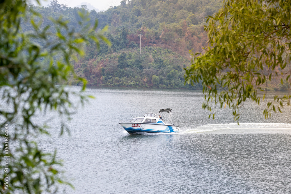 Obraz premium Landscape in Nui Coc lake, Thai Nguyen, Vietnam. The famous park in Thai Nguyen, Vietnam
