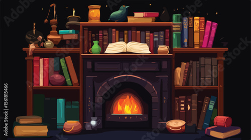 Modern Flat Vector Illustration of Books for Home Decor