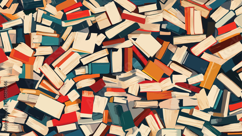 Stack of Books Pile Education Flat Vector Illustration
