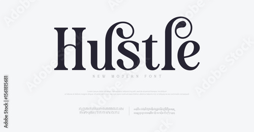 Hustle Luxury font alphabet logo. Typography Beauty fashion elegant western classic letters serif fonts decorative wedding vintage logos. vector illustration 
