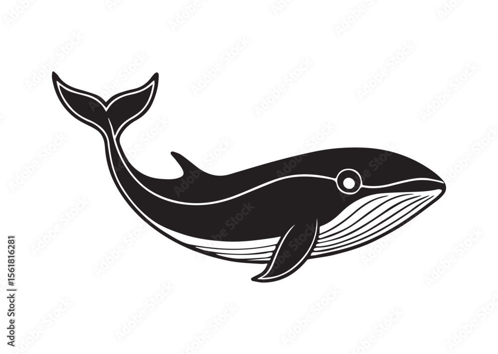 Fototapeta premium Whale Silhouette, Whale Vector, Whale Icon Illustration