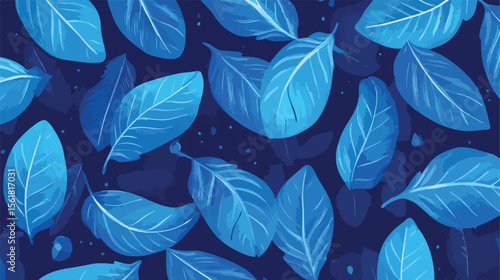 Blue Leaf Style Feathers Pattern Background