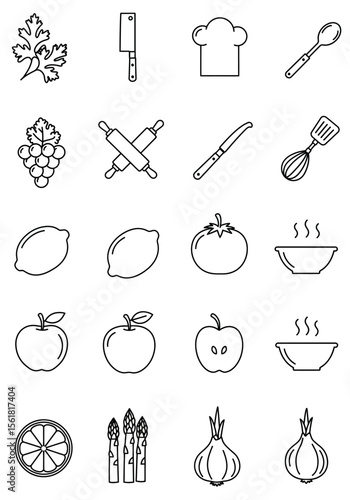 Collection of Fresh Fruits Vegetables and Culinary Utensils for Healthy Cooking and Food Preparation