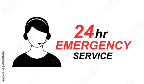 Emergency services 24 hours icon vector illustration. Hotline service symbol.