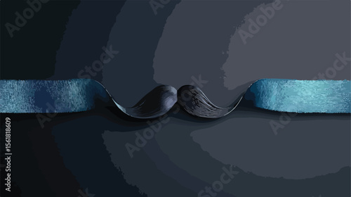 Movember Event Ribbon with Mustache, Support Men's Health Awareness Campaign