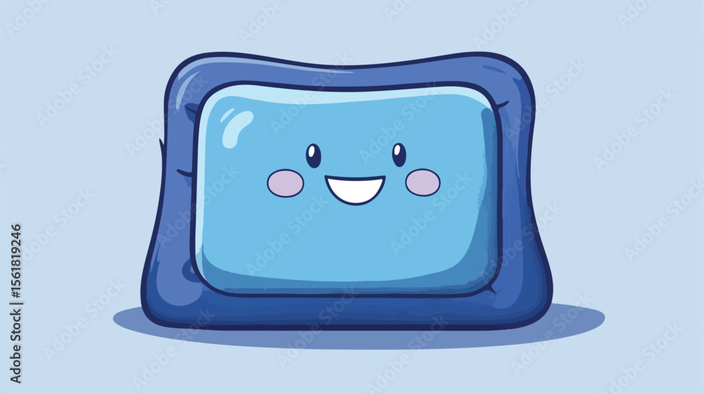 Naklejka premium Cute Cartoon Fan Character with Bolster Pillow - Fun and Playful Illustration for Kids Room Decor