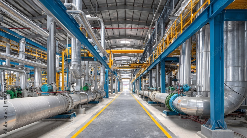 Obraz premium Piping systems and equipment inside industrial facilities