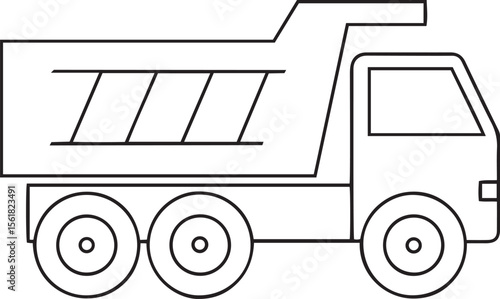 Modern and Clean Vehicle Editable Line Art Vector Icons, Vector illustration of dump truck line art transport logo or icon, dump truck line vector icon illustration
