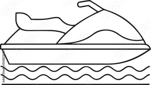 Modern and Clean Vehicle Editable Line Art Vector Icons, Vector illustration of stylish jet ski line art transport logo or icon, creative and simple jet ski line vector icon illustration