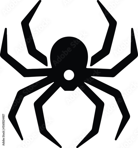 Silhouette simple black spider with eight legs vector Illustrator