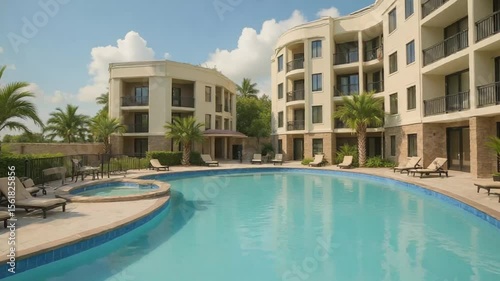 Wallpaper Mural Swimming Pool at Apartment Complex on Sunny Day Recreation Torontodigital.ca