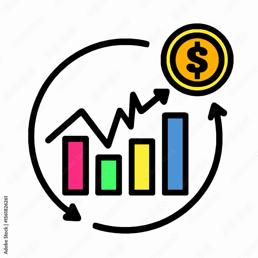 Colorful financial growth icon represents investment and economic development concepts Colorful financial growth icon represents investment and economic development concepts