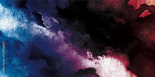 A purple and black backdrop with abundant smoke rising from both the top and bottom corners. abstract vintage randomly painted canvas, fabric with color paint spots and blots texture for design	