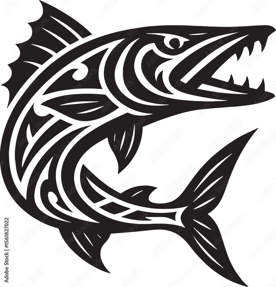 Naklejka premium black and white fish