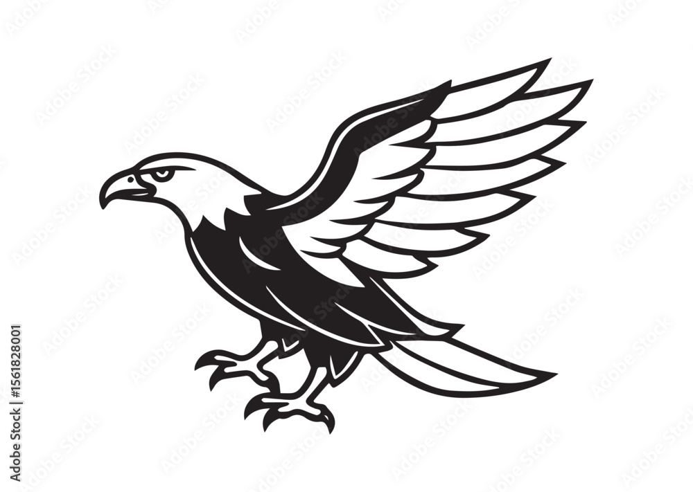 Obraz premium Bald eagle Silhouette, eagle Vector, eagle Icon Illustration