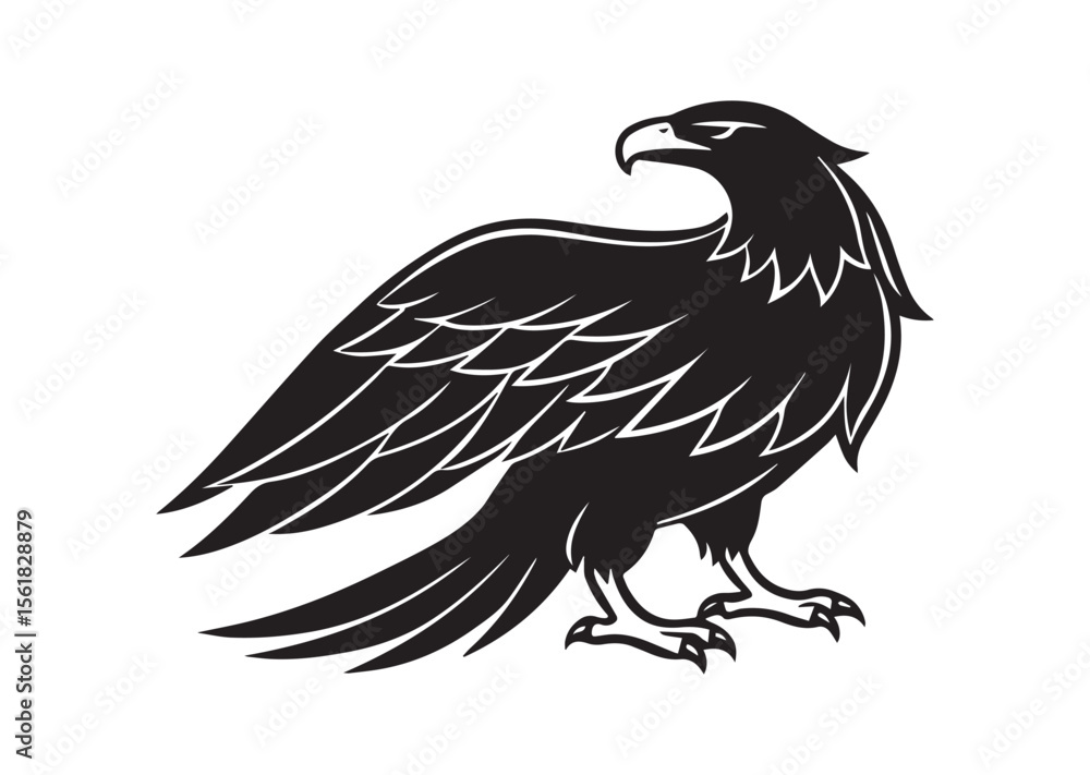 Fototapeta premium Bald eagle Silhouette, eagle Vector, eagle Icon Illustration