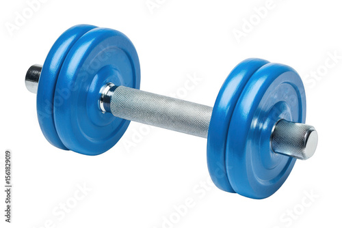 Blue dumbbell isolated on a transparent background
