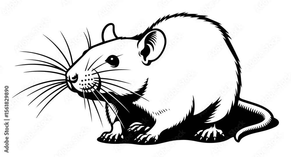 Fototapeta premium Realistic rat animal sketch illustration