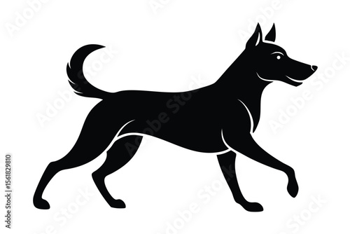 Elegant black silhouette of a dog walking in profile a versatile transparent design element